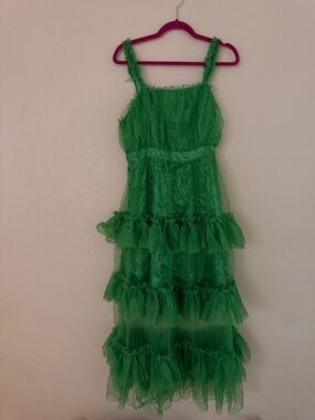 Triple Threads Brand Green Ruffled Tiered Midi Dress